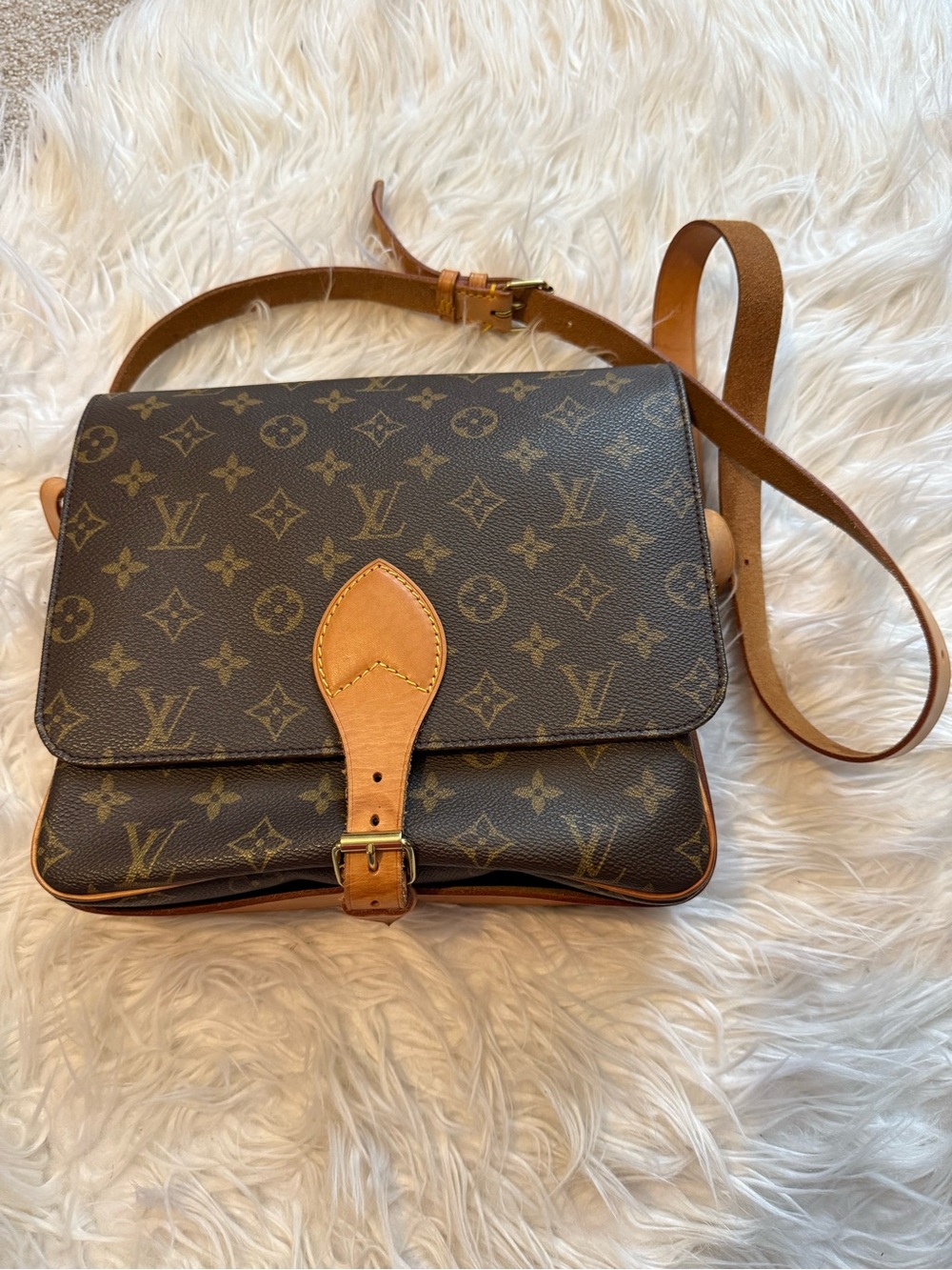 Louis Vuitton Monogram Cartouchiere GM  Bag in Brown & Tan Leather